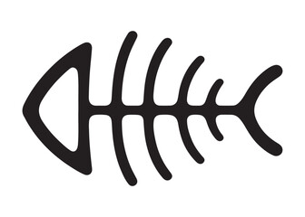 Obraz premium fish bone logo silhouette vector illustration, fish skeleton logo icon silhouette, fishbone silhouette swimming vector illustration, skeleton of fish vector silhouette logo design on white background