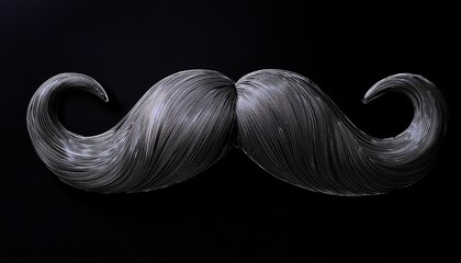 black handlebar mustache against black background