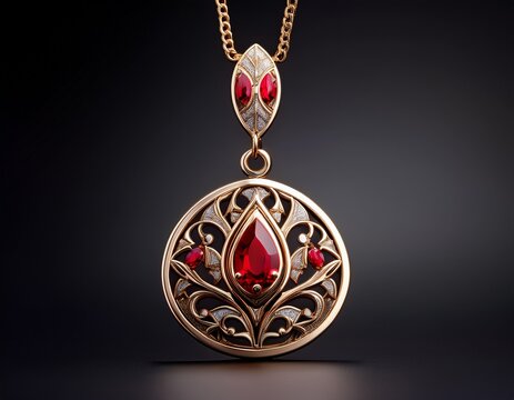 elegant art deco pendant with ruby accents
