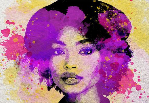 Purple And Yellow Paint Splash Dispersion Photo Effect