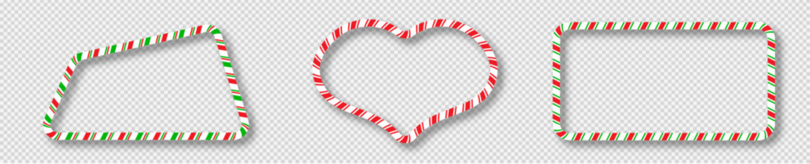 Set of Christmas candy cane frames