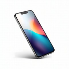 Modern smartphone with vibrant screen display on white background