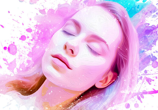 Pink And Blue Paint Splash Dispersion Photo Effect