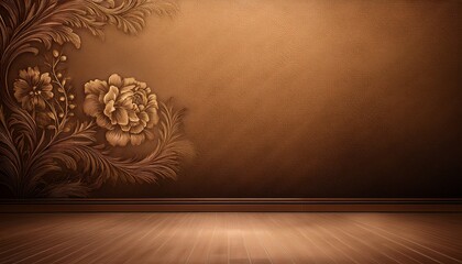 brown studio background with floral borders canvas background on the wall and on the floor with a soft transition
