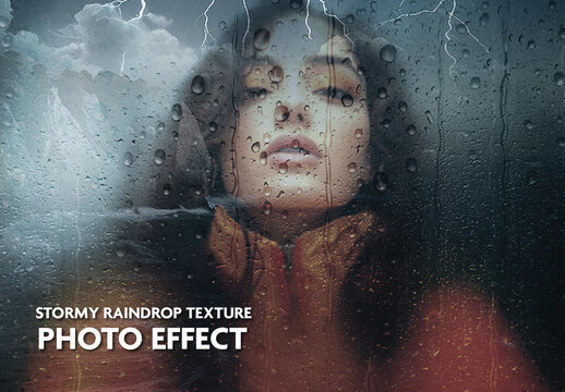 Black And Gray Raindrop Glass Photo Effect