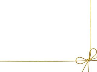 Golden rope corner border with bow, isolated on transparent background isolated on transparent background