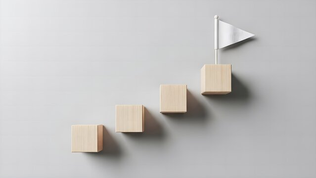 Steps to Success Goal Achievement and Business Growth Concept.