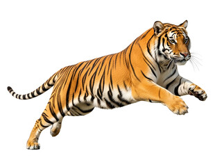 Obraz premium Majestic Bengal Tiger Isolated on White Background Symbol of Power Strength and Courage