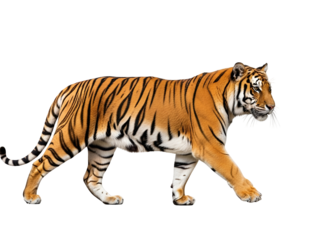 Majestic Bengal Tiger Isolated on White Background Symbol of Power Strength and Courage