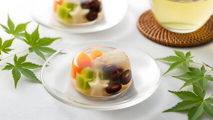 Delicious Jelly Dessert Preparation, Culinary Art, Home Kitchen, Food Photography, Relaxing Environment, Close-Up View, Healthy Treats