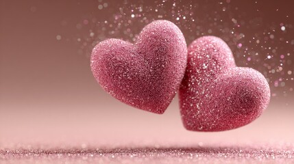 Obraz premium Two pink heart. Valentines Day. 