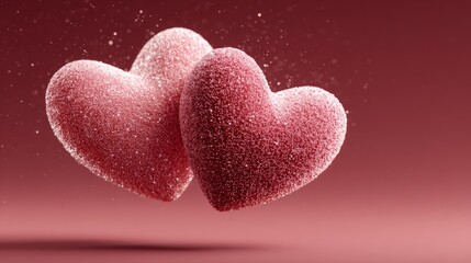 Obraz premium Two pink heart. Valentines Day. 