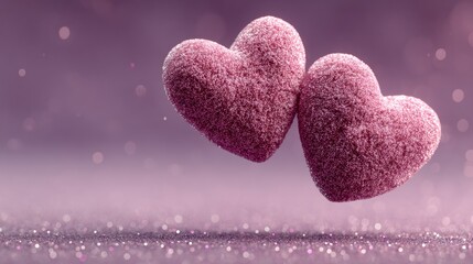 Obraz premium Two pink heart. Valentines Day. 