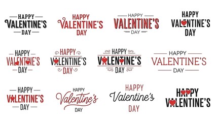 Minimalist Valentines Day Typographic Logo Set