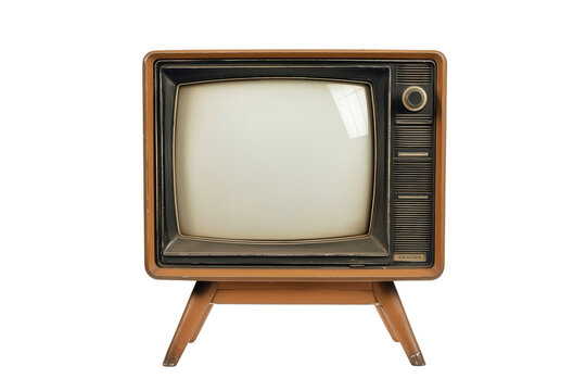 Antique Style Television with Blank Display Isolated on Transparent Background