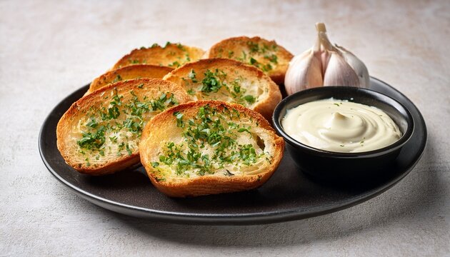 delicious garlic bread with creamy dip perfect for snacking or sharing