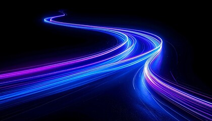 Abstract Light Trails in Blue and Magenta on a Dark Background