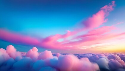 fuzzy cotton candy like blend of pink blue and yellow hues sweet dreamy sky