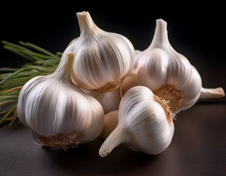 neatly arranged fresh garlic bulbs vibrant aroma ingredient garlic