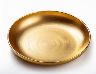 empty golden plate isolated on white