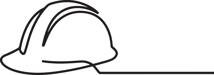 one line isolated vector object hard hat ,one line drawing of isolated hard hat, one line Art icon drawing