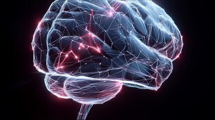 Futuristic digital human brain with glowing neural network connections and firing synapses representing artificial intelligence - Powered by Adobe