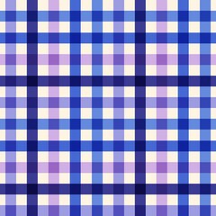 Seamless Gingham Pattern in Blue, Purple, and Cream