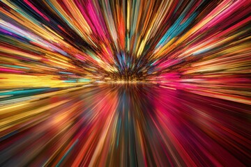 Bright colors blur in a dynamic lights display at a festive evening event