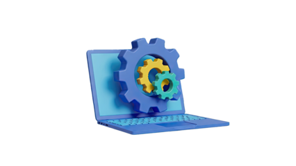 Laptop with Gears Illustration