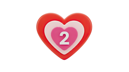 Layered Hearts with Number 2