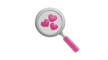 Magnifying Glass on Pink Hearts