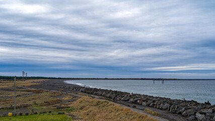 Panorama of Halfmoon Bay and Point Chehalis on the Olympic Peninsula at Westport, Washington, USA