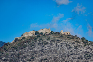 mountain landscape with blue sky and clouds