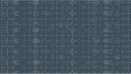 Distressed Geometric Floral Pattern Texture, Dark Blue and Grey Grunge Wallpaper © Alienmarsh