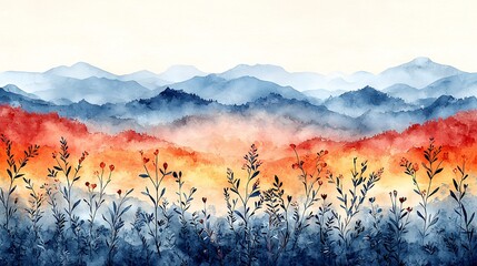 Creative Abstract Scene In Pastel Tones With Fluffy Geometric Shapes and Decorative Plant Accents Perfect for Calm Yet Vibrant Promotional Graphics