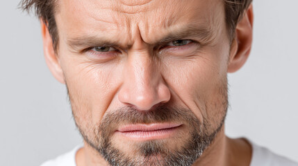 Obraz premium Wütender Mann mit intensivem Blick – Stress, Aggression und starke Emotionen im Gesicht