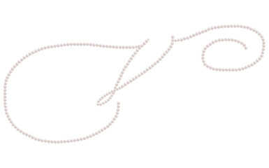 White Pearls Alphabet Letter V Luxury Text Design Vector Illustration.