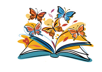 open book with flower