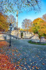 Amazing autumn view of Angel of Peace (Friedensengel) monument.