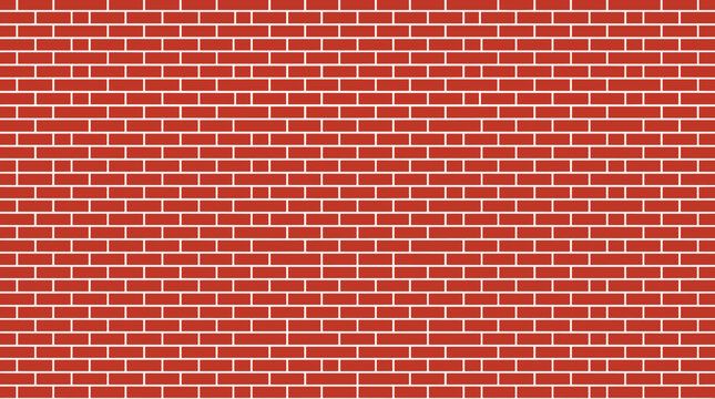 Red brick wall seamless pattern illustration with a classic running bond design, a simple and clean graphic texture for construction or architectural concept backgrounds