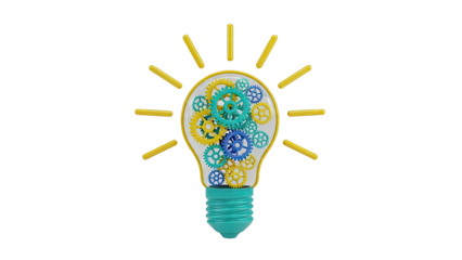 Lightbulb with gears inside representing ideas and innovation