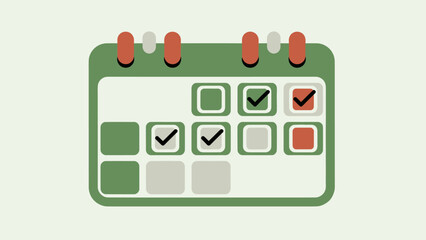 Calendar with Checkmarks and Marked Dates - Planning and Scheduling Concept