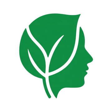 Eco friendly logo design with green leaf and human face Vector, illustration