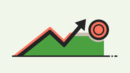 Fototapeta premium Upward Trend Graph with Target Goal Icon, Business Growth Concept