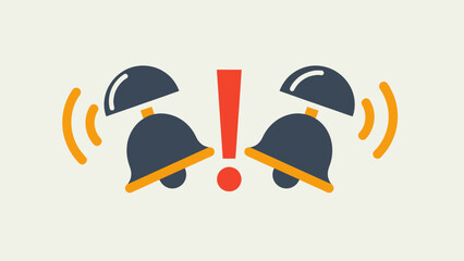 Alert notification icons: ringing bells and exclamation mark symbol