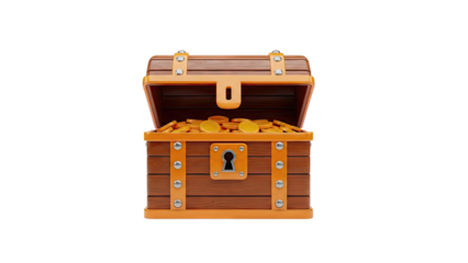 Open Treasure Chest Filled with Gold Coins