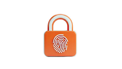 Orange padlock with fingerprint icon