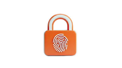 Orange padlock with fingerprint icon