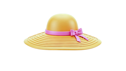 Orange Wide-Brimmed Sun Hat with Pink Bow