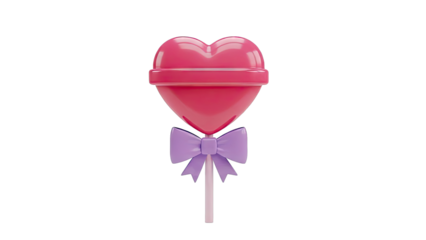 Pink Heart Lollipop with Purple Bow